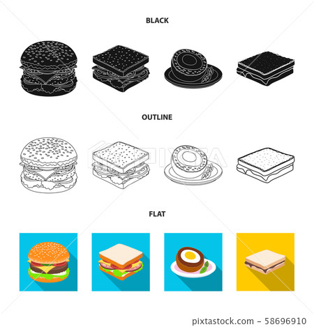 Vector illustration of sandwich and wrap symbol. Set of sandwich and lunch stock vector illustration Vector illustration of sandwich and wrap symbol. Set of sandwich and lunch stock vector illustration 58696910