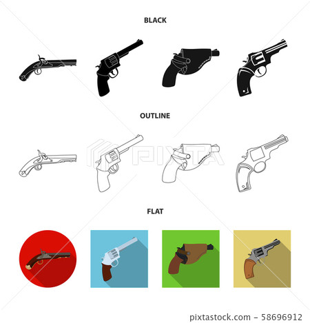 Vector design of revolver and pistol symbol. Collection of revolver and trigger vector icon for Vector design of revolver and pistol symbol. Collection of revolver and trigger vector icon for 58696912