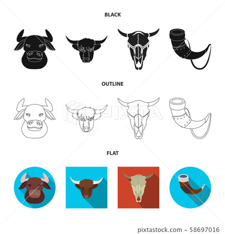 Vector design of antler and animal icon. Set of antler and death stock vector illustration. 58697016