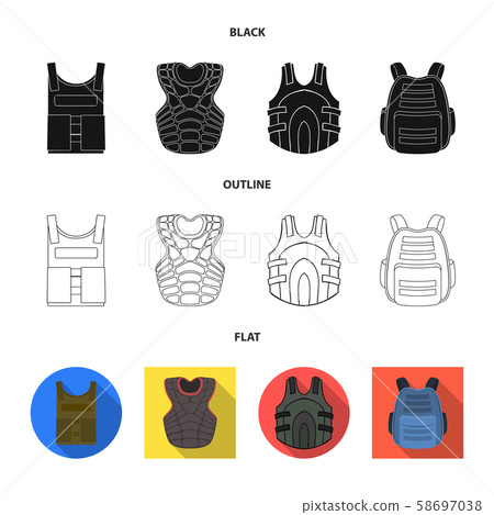 Vector design of flak and jacket sign. Collection of flak and body vector icon for stock. 58697038