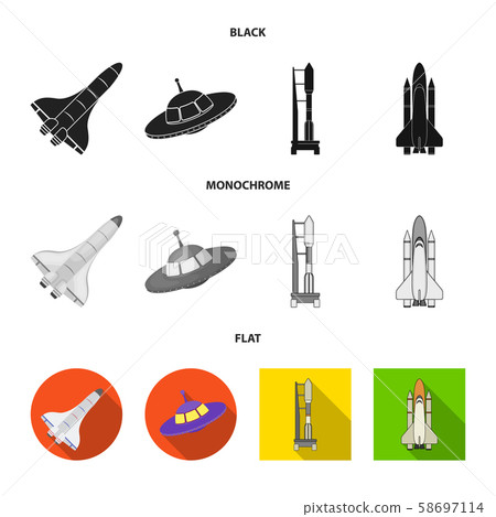 Isolated object of spaceship and ship symbol. Collection of spaceship and station vector icon for 58697114