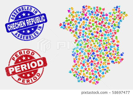 Module Chechen Republic Map and Scratched Assembled and Period Watermarks 58697477