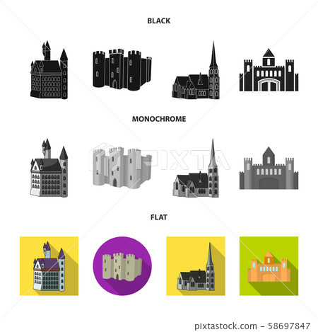 Vector design of fairytale and medieval sign. Set of fairytale and story vector icon for stock. Vector design of fairytale and medieval sign. Set of fairytale and story vector icon for stock. 58697847