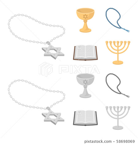 Isolated object of muslim and items symbol. Collection of muslim and candle stock vector 58698069