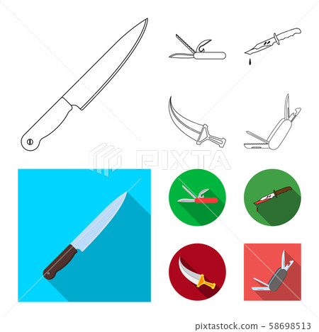 Vector illustration of knife and cut logo. Collection of knife and flat stock vector illustration. Vector illustration of knife and cut logo. Collection of knife and flat stock vector illustration. 58698513