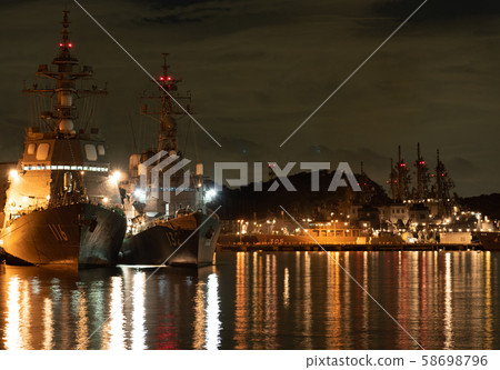 Yokosuka military port night view Yokosuka military port night view 58698796