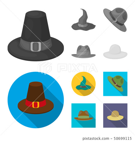Vector design of hat and cap logo. Set of hat and model vector icon for stock. Vector design of hat and cap logo. Set of hat and model vector icon for stock. 58699115