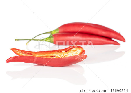 Red hot cayenne chili isolated on white Red hot cayenne chili isolated on white 58699264
