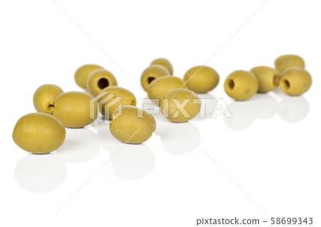Green marinated olive isolated on white 58699343