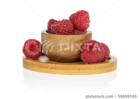 Fresh red raspberry isolated on white 58699599