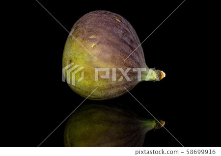 Sweet purple fig isolated on black glass Sweet purple fig isolated on black glass 58699916