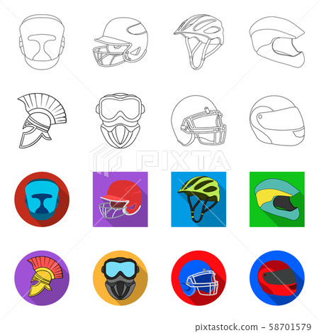Vector design of helmet and sport icon. Set of helmet and moto stock symbol for web. Vector design of helmet and sport icon. Set of helmet and moto stock symbol for web. 58701579