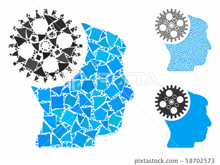 Head gearwheel Composition Icon of Unequal Pieces 58702573