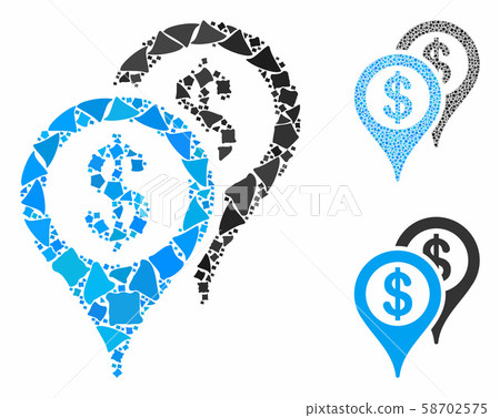 Bank map markers Mosaic Icon of Humpy Items 58702575