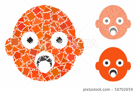 Baby head Mosaic Icon of Inequal Elements Baby head Mosaic Icon of Inequal Elements 58702659