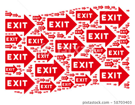 Waving Red Flag Composition of Exit Arrow Icons Waving Red Flag Composition of Exit Arrow Icons 58703403