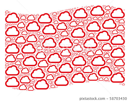 Waving Red Flag Composition of Cloud Icons Waving Red Flag Composition of Cloud Icons 58703430