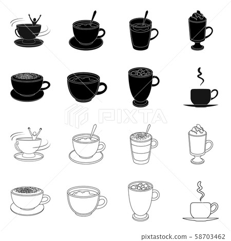 Vector illustration of cup and coffe symbol. Set of cup and top vector icon for stock. Vector illustration of cup and coffe symbol. Set of cup and top vector icon for stock. 58703462