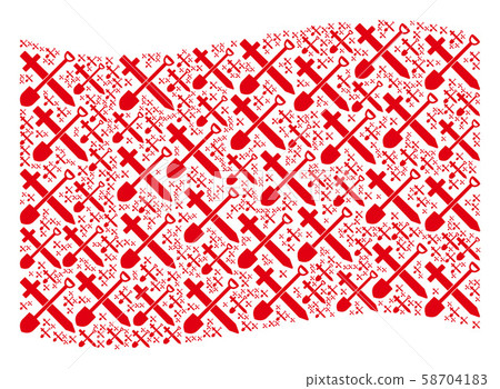 Waving Red Flag Pattern of Sword and Shovel Items 58704183