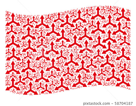 Waving Red Flag Collage of Triple Arrows Items Waving Red Flag Collage of Triple Arrows Items 58704187
