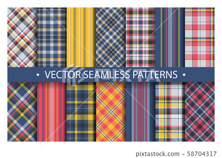 Tartan set pattern seamless plaid vector. 58704317