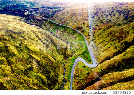 Aerial view from Glengesh Pass by Ardara, Donegal, Ireland 58704520