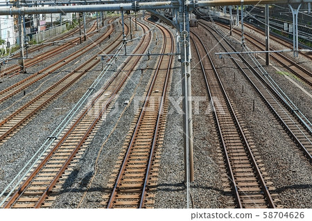 Railway Tracks in a City 58704626