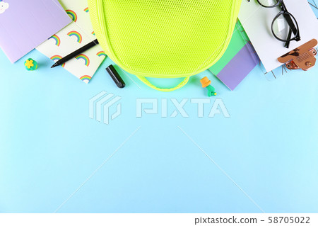 Set of school supplies on paper textured Set of school supplies on paper textured 58705022