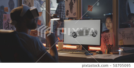 Man modeling car on computer Man modeling car on computer 58705095