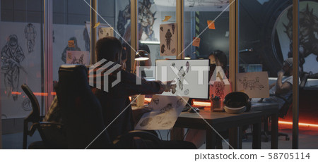 Young woman drawing game art 58705114