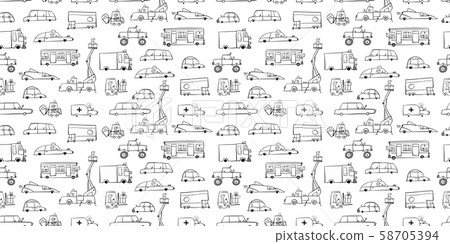 Coloring baby toy cars collection, seamless pattern for fabric design 58705394