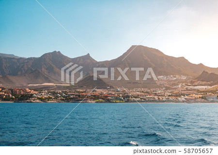 ocean view on shore with hotels and city ocean view on shore with hotels and city 58705657
