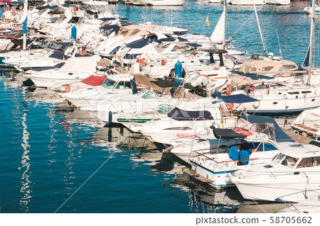 Many motor boats, motorboats and sailboats Many motor boats, motorboats and sailboats 58705662