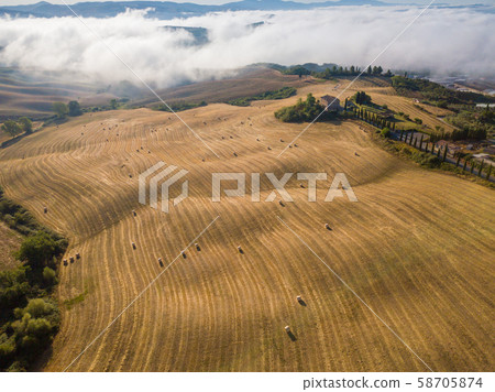 Aerial summer rural landscape of Tuscany Aerial summer rural landscape of Tuscany 58705874