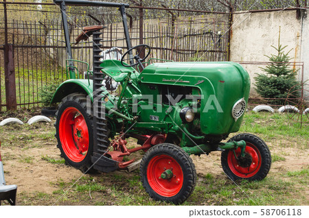 exhibition of old and modern tractors in the exhibition of old and modern tractors in the 58706118