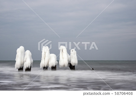 Winter on shore of the Baltic Sea in Winter on shore of the Baltic Sea in 58706408