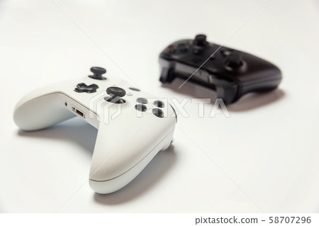 White and black joystick on white background White and black joystick on white background 58707296