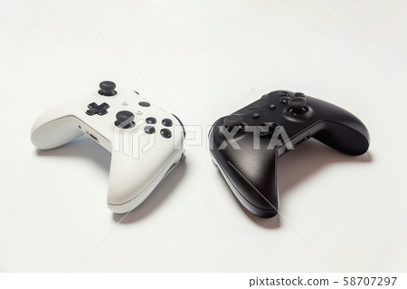 White and black joystick on white background White and black joystick on white background 58707297