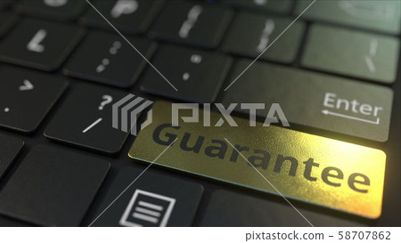 Black computer keyboard and gold guarantee key. Conceptual 3D rendering 58707862