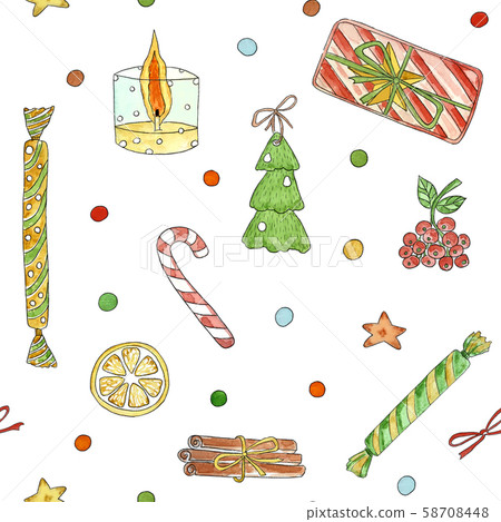 Christmas watercolor seamless pattern with gifts - Stock Illustration ...