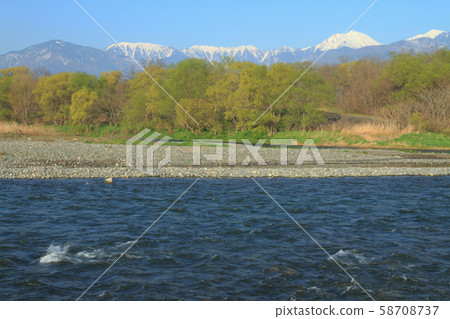 Azumino Spring Yodogawa and Northern Alps 58708737