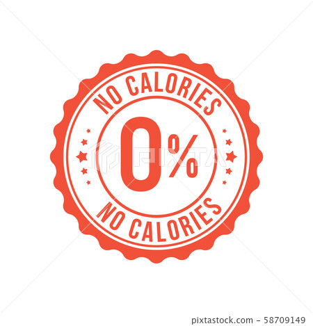 Zero calorie low sugar icon. Zero percent calorie stamp diet symbol 58709149