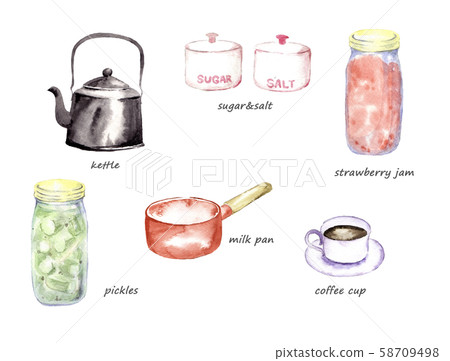 Watercolor kitchen supplies collection Watercolor kitchen supplies collection 58709498