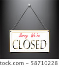 Closed label sign luxury hanging style using as a component about business black background 58710228