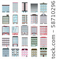 Building set urban cityscape various buildings 25 unit flat design using as a component work isolated on white background 58710296