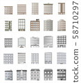 Building set urban cityscape various buildings 25 unit gradient style using as a component work isolated on white background 58710297
