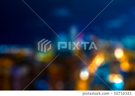 Abstract blurred night cityscape bokeh background 58710381