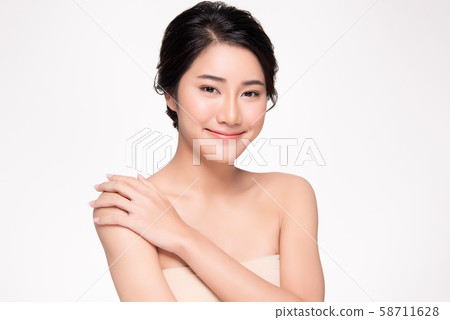 Beautiful Young Asian Woman with Clean Fresh Skin, Beautiful Young Asian Woman with Clean Fresh Skin, 58711628