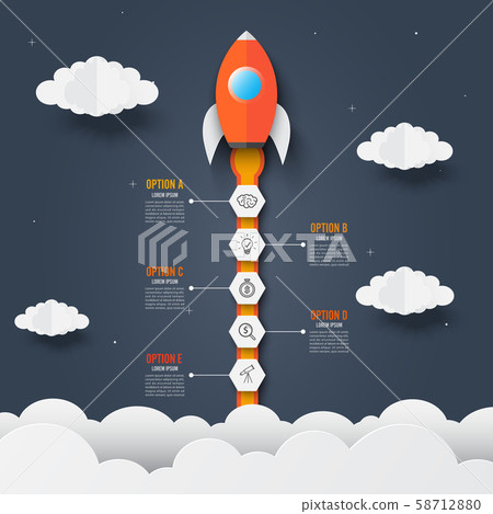 Infographics template of rocket. 58712880