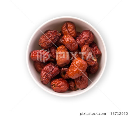 dried chinese red jujube in the white bowl dried chinese red jujube in the white bowl 58712950
